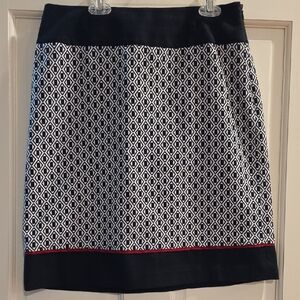 Ann Taylor Black and White Geometric A-Line Skirt